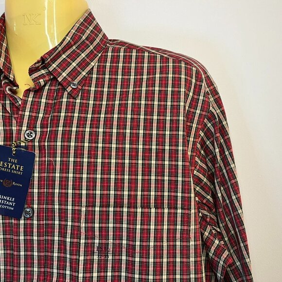 CLUB ROOM Men's Red Plaid Estate Dress Shirt - Size 15 1/2 x 32/33 - NWT $52.50 - Picture 2 of 4